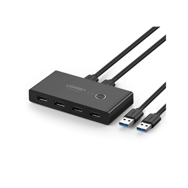 Conmutador USB para Compartir 4 Puertos USB 3.0 a 2 PC ?s | Cambio Mediante Botón | Incluye Dos Cables USB de 1.5 m | ABS | Permite que 2 Usuarios Compartan 4 Dispositivos Periféricos USB3.0