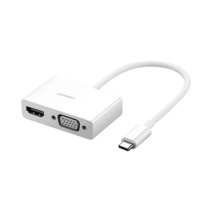 Adaptador USB C a HDMI VGA | Compatible con Thunderbolt 3 | USB 3.1 Tipo C | HDMI 4K*2K @30Hz | VGA 1920*1080@60hz | Salidas Simultaneas en Modo Espejo | Caja de ABS | No requiere Controlador | Chip IC inteligente incorporado.