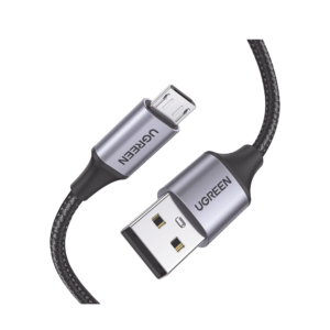 Cable USB-A a Micro USB | 1 Metro | Carga Rápida | QC 3.0/2.0 | FPC | AFC | Transferencia de datos de 480 Mbps | Recarga hasta 18W | Protección Integrada | Caja de Aluminio | Nylon Trenzado | Color Negro.