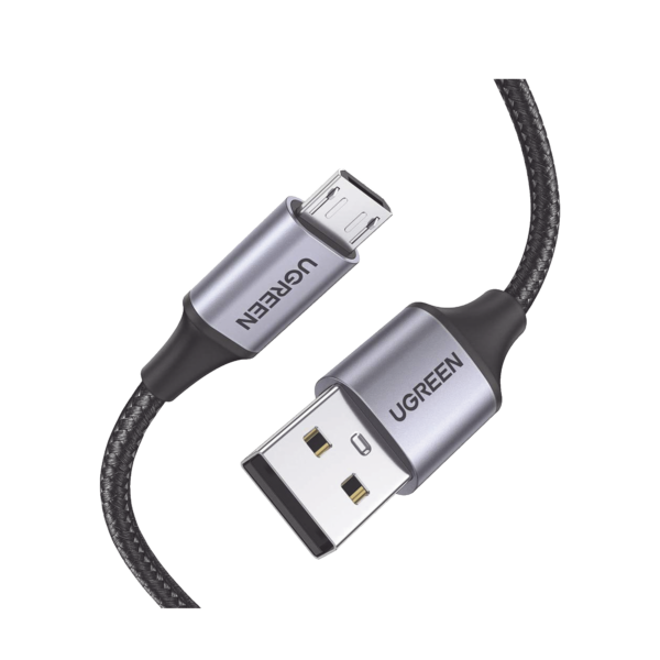 Cable USB-A a Micro USB | 1 Metro | Carga Rápida | QC 3.0/2.0 | FPC | AFC | Transferencia de datos de 480 Mbps | Recarga hasta 18W | Protección Integrada | Caja de Aluminio | Nylon Trenzado | Color Negro.