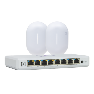 Kit de lanzamiento Alta Labs: Incluye 1 Switch PoE S8-POE / 2 Puntos de Acceso WiFi 6 AP6-PRO / Bloqueo de Contenido / Administración en la Nube/App Gratuita / Compatible con la plataforma Purple