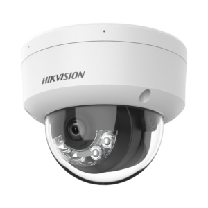 Domo IP 4 Megapixel / Lente 2.8 mm / Dual Light (30 mts IR + 30 mts Luz Blanca) / Micrófono Integrado / Antivandálico IK08 / ACUSENSE Lite / Exterior IP67 / H.265 / PoE / ONVIF / Micro SD