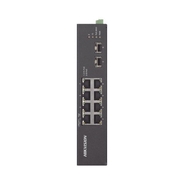 Switch Industrial No Administrable Gigabit / 6 Puertos Gigabit PoE+ (30 W) + 2 Puertos Gigabit PoE++ (60 W) / 2 Puertos SFP / 120 W Total / 48 a 57 VCD / Ideal para Proyectos / 300 Metros de Distancia