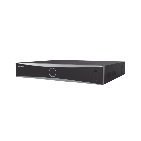 NVR 12 Megapixel (4K) / 32 canales IP / 16 Puertos PoE+ / Reconocimiento Facial / AcuSense (Evita Falsas Alarmas) / 4 Bahías de Disco Duro / Switch PoE 300 mts / HDMI en 4K / Alarmas I/O