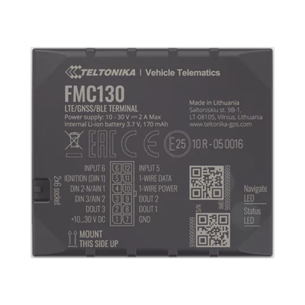 Profesional Rastreador Vehicular (GPS) 4G LTE CAT 1 y 2G / Identificación de Conductores / Bloqueo Remoto / Detección de Jammer / Sensores Bluetooth / Múltiples I/O