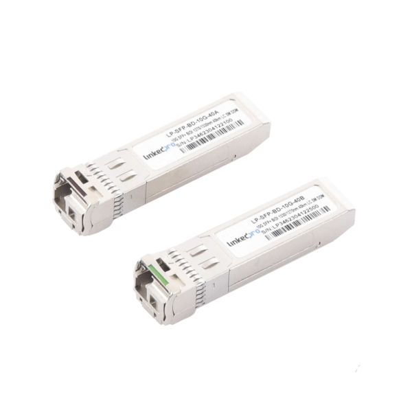 Transceptores Ópticos Bidireccionales SFP+ (Mini-Gbic) / Monomodo 1270 & 1330 nm / 10 Gbps / 1000BASE-BX / Conector LC/UPC Simplex / DDM / Hasta 40 km / 2 Piezas