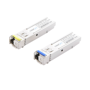 Transceptores Ópticos Bidireccionales SFP (Mini-Gbic) / Monomodo 1310 & 1550 nm / 1.25 Gbps / 1000BASE-BX / Conector LC/UPC Simplex / DDM / Hasta 10 km / 2 Piezas