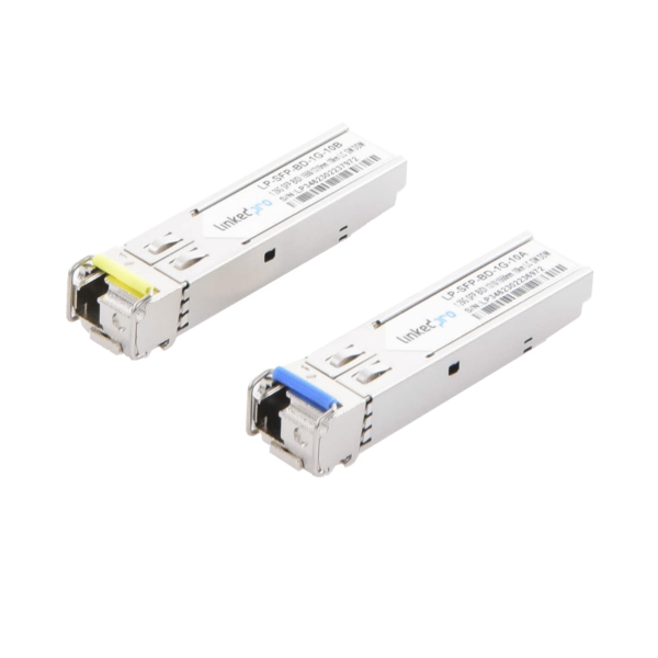 Transceptores Ópticos Bidireccionales SFP (Mini-Gbic) / Monomodo 1310 & 1550 nm / 1.25 Gbps / 1000BASE-BX / Conector LC/UPC Simplex / DDM / Hasta 10 km / 2 Piezas