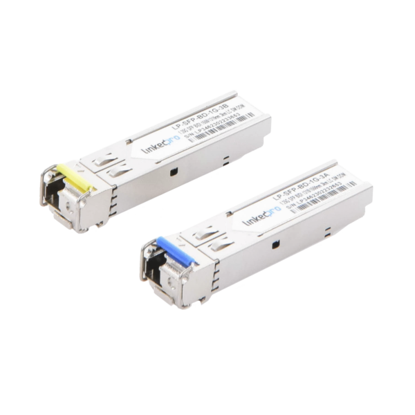 Transceptores Ópticos Bidireccionales SFP (Mini-Gbic) / Monomodo 1310 & 1550 nm / 1.25 Gbps / 1000BASE-BX / Conector LC/UPC Simplex / DDM / Hasta 3 km / 2 Piezas