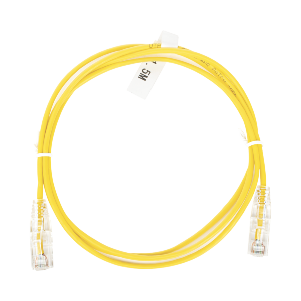 Cable de Parcheo Slim UTP Cat6 - 1.5 m Amarillo Diámetro Reducido (28 AWG)