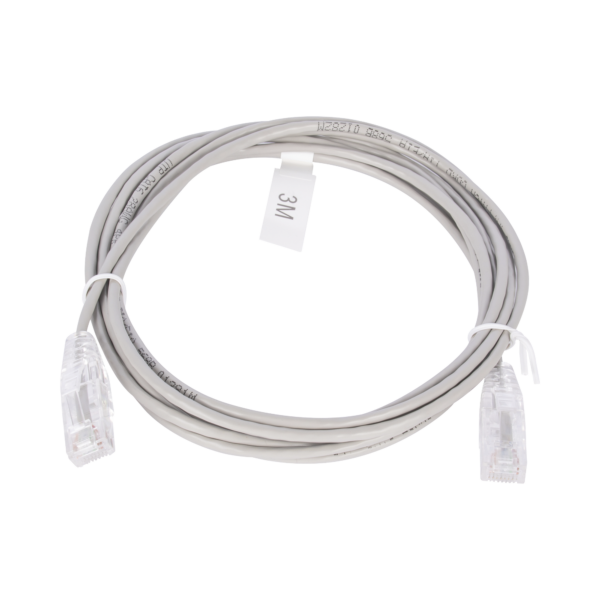 Cable de Parcheo Slim UTP Cat6 - 3 m Gris Diámetro Reducido (28 AWG)