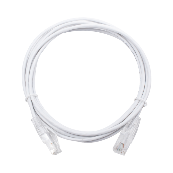 Cable de Parcheo Slim UTP Cat6 - 3 m Blanco Diámetro Reducido (28 AWG)