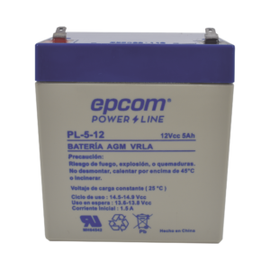 Batería 12 Vcc / 5 Ah / UL / Tecnología AGM-VRLA / Para uso en equipo electrónico Alarmas de intrusión / Incendio/ Control de acceso / Video Vigilancia / Terminales F1 / Cargador recomendado CHR-80.