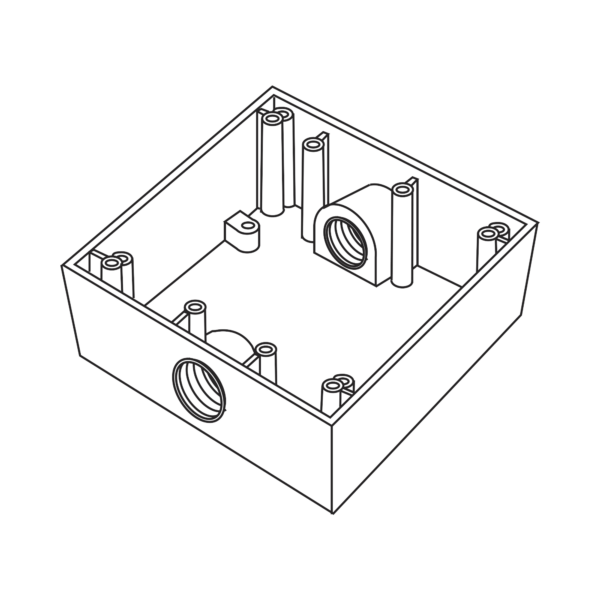 Caja Cuadra de 3/4" a Prueba de  Intemperie/ Cuenta con 2 salidas.