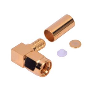 Conector SMA Macho Inverso en Ángulo Recto de Anillo Plegable para Cables RG-58/U