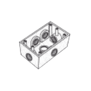 Caja Condulet FS de 1/2" (12.7 mm) con seis bocas a prueba de intemperie.