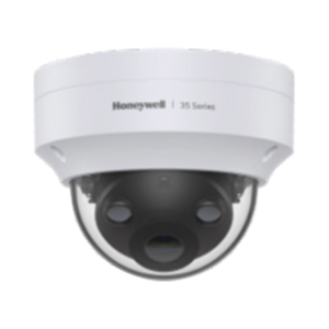 Domo IP 5 Megapíxeles / Lente 2.8 mm / 40 mts IR / Ultra Baja Iluminación /  NDAA / ONVIF / IP67 / IK10 / IA (Filtro de Humanos y Vehiculos) / Conteo de Personas / Merodeo / H.265 / PoE / Alarmas I/O / Serie 35 / Honeywell Security