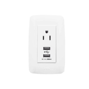 Contacto Sencillo de 15 A/ 127 V CA y 2 Conectores USB de 5 V CD 2A / Color Blanco.