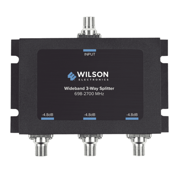 Divisor de potencia de 3 vías para la distribución de señal a tres antenas de servicio | 4.8 dB de pérdida por puerto | Conectores F hembra