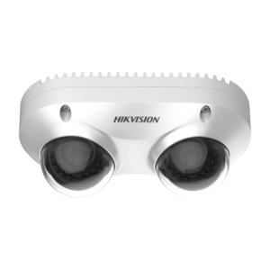 PanoVu Series / Lente Dual de 5 Megapixel / 2 Lentes Fijos de 2.8 mm / Recomendado para Pasillos o Esquinas / IP67 / IK10 / PoE / WDR 120 dB / 10 mts IR / Entrada y Salida de Audio y Alarma / MicroSD