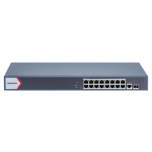 Switch Gigabit PoE+ / Administrable / 16 Puertos 1000 Mbps PoE+ / 1 Puerto 1000 Mbps de Uplink / 1 Puerto SFP /  Configuración Remota desde Hik-PartnerPro / Modo Extendido hasta 300 Metros / 130 Watts