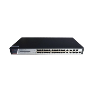 Switch Gigabit PoE+ / Administrable / 24 Puertos 1000 Mbps PoE+ / 4 Puertos 1000 Mbps + 4 Puertos SFP de Uplink / 370 Watts / Soporta IGMP