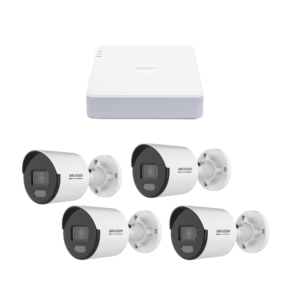 Kit IP 1080p (2 Megapixel) / NVR de 4 Canales con 4 Puertos PoE / 4 Cámaras IP Bala ColorVu Lite y ACUSENSE Lite / Micrófono Integrado