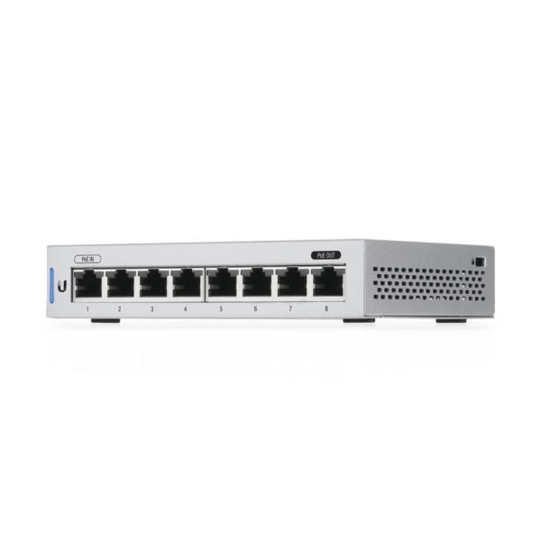 Switch UniFi Administrable capa 2 de 8 Puertos Gigabit (7 Ethernet y 1 PoE Pasivo 48V)