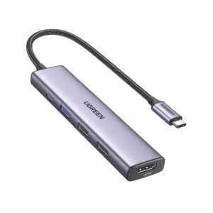 HUB USB-C (Docking Revodok) 5 en 1 | 1 USB-A 3.0 (5Gbps) | 2 USB-A 2.0 (5Gbps) | HDMI 2.0 4K@30Hz | USB-C PD Carga 100W | Cable Trenzado Duradero | Carcasa de Aluminio.