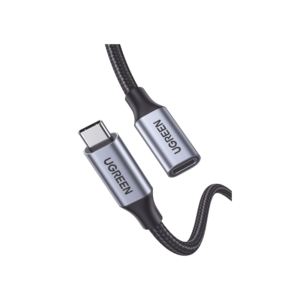 Cable USB-C Macho a USB-C Hembra | 1metro | USB-C 3.1 Gen 2 | Compatible con Thunderbolt 3 | Carcasa de Aluminio | Nylon Trenzado |  Transferencia de Datos 10 Gbps | Soporta hasta 100W para Carga Rápida.