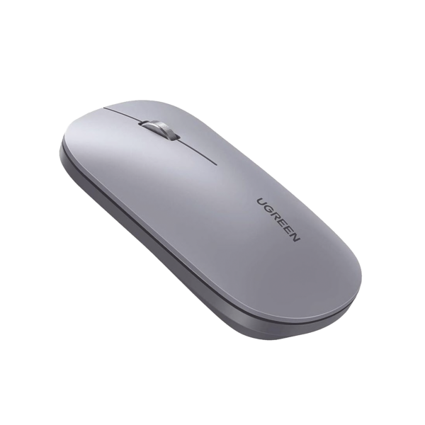 Mouse inalámbrico 2.4 GHz | Ultra Delgado y Silencioso | DPI 1000/1600/2000/4000 (Ajustable) | Alcance 10m | Scroll de Aluminio | Adaptable a diferentes superficies | Diseño suave al tacto | Contiene Receptor USB | Color Gris.