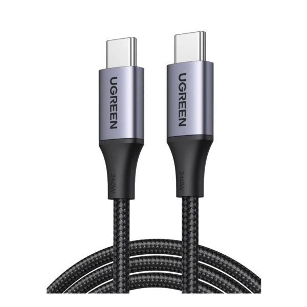 Cable USB-C a USB-C | 2 Metros | Potencia de Carga 240W | 48V/5A | PD3.1 /3.0 | 480 Mbps | Chip E-Market | Carcasa de Aluminio | Nylon Trenzado.