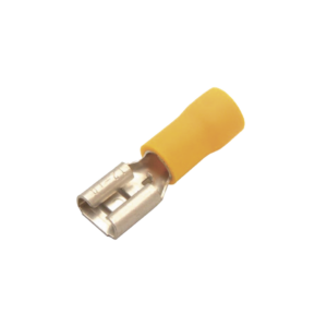 Terminal tipo hembra aislada 0.250 / 12 - 10 AWG / Amarillo / Para baterías con terminal F1 / Paquete de 25 piezas.