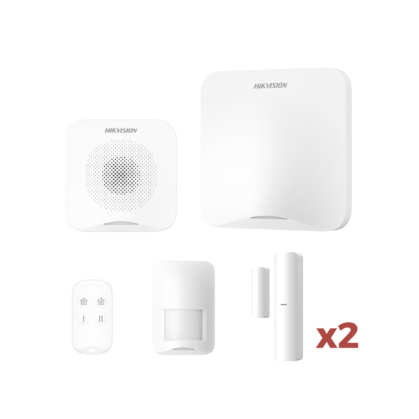 (AX HOME) KIT de Alarma AX HOME / Incluye: 1 Hub con batería de respaldo / 1 Llavero / 1 PIR / 2 Contactos Magnéticos / 1 Sirena / Wi-Fi / Compatible con Hik-Connect P2P y Hik-Partner PRO