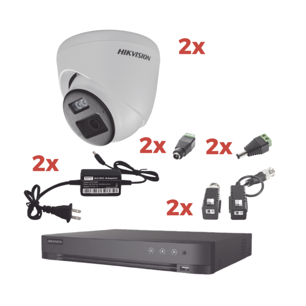 Kit Audio Bidireccional TurboHD 1080p / DVR 4 Canales / 2 Cámaras Eyeball (Exterior) con Bocina y Microfóno Integrado / 2 Fuentes de Poder / Accesorios