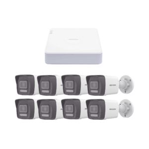 Kit IP 1080p (2 Megapixel) / NVR de 8 Canales con 8 Puertos PoE / 8 Cámaras IP Bala ColorVu Lite y ACUSENSE Lite / Micrófono Integrado