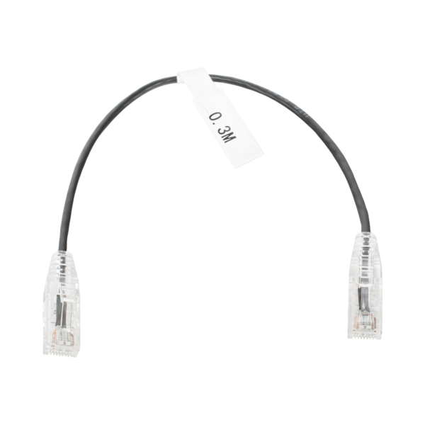 Cable de Parcheo Slim UTP Cat6 - 30 cm Negro Diámetro Reducido (28 AWG)