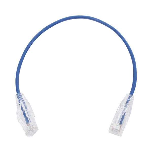 Cable de Parcheo Slim UTP Cat6 - 30 cm Azul Diámetro Reducido (28 AWG)