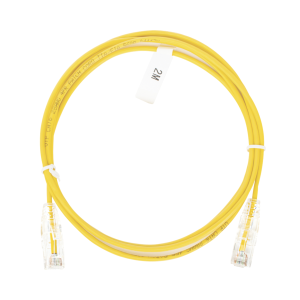 Cable de Parcheo Slim UTP Cat6 - 2 m Amarillo Diámetro Reducido (28 AWG)