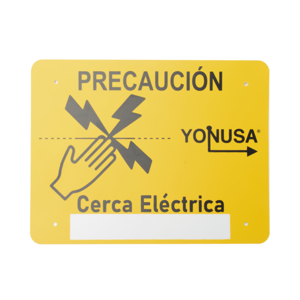 Letrero de PRECAUCION para cercas electrificadas (21.8 x 17 cm)