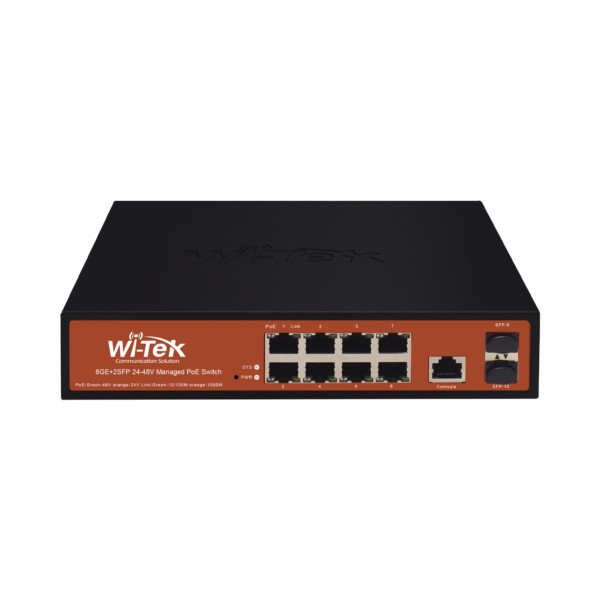 Switch Administrable de 8 puertos Gigabit Ethernet con PoE 802.3 af/at y 24V Pasivo + 2 SFP Gigabit