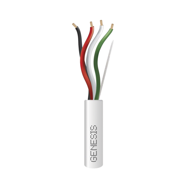 Bobina de 305 Metros / Cable de Cobre / 4 x 18 AWG / Riser / Para Interior / Color Blanco / Para Aplicaciones de Alarmas de Intrusión/Control de Acceso/ Automatización / Interfonos y Tv Porteros