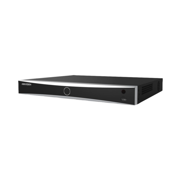 NVR 12 Megapixel (4K) / 16 canales IP / AcuSense (Evita Falsas Alarmas) / Reconocimiento Facial / 2 Bahías de Disco Duro / HDMI en 4K / Sin Puertos PoE+ / Alarmas I/O