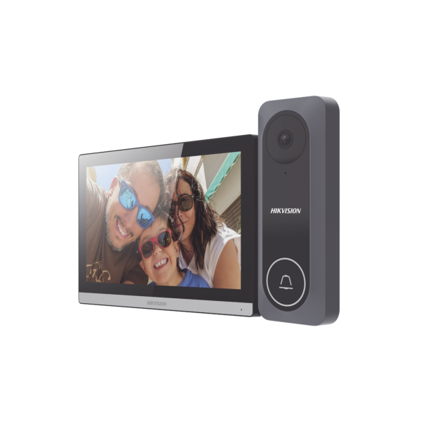 Kit de Videoportero Hibrido TurboHD con Pantalla LCD touch de 7" Wi-Fi / Frente de Calle para Exterior de Policarbonato / 720p (1 Megapíxel )130° de Visión (Gran Angular) / Llamada a App Hik-Connect