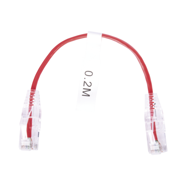 Cable de Parcheo Slim UTP Cat6 - 20 cm Rojo Diámetro Reducido (28 AWG)