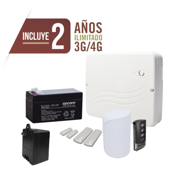 KIT Alarma Cloud Híbrido/Comunicador 4G Lte Integrado/8 Zonas Cableadas