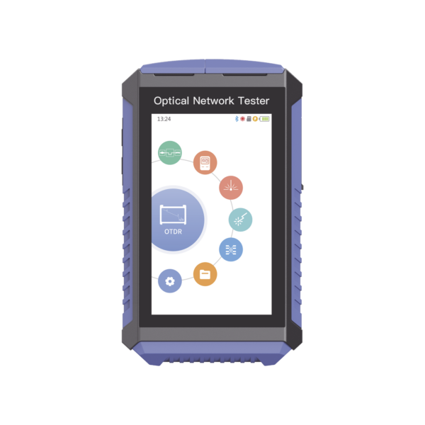 Mini OTDR Touch para pruebas en enlaces fibra Óptica Activos (Prueba de Fibra Viva) /  Longitud de Onda en 1625nm / Integra Función OPM / Integra Función VFL 5mW / Mapeo de Cables RJ45 / Recargable / Distancia de prueba hasta 100 km