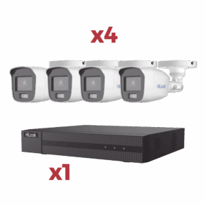 [Kit] DVR 4 Canales TurboHD + 1 Canal IP / 2 Megapixel (1080pLite) / AcuSense Lite / Audio por coaxitron / 1 Bahia de disco duro / 4 Cámaras 2 Megapixel tipo Bala / ColorVu Lite + Microfono Integrado
