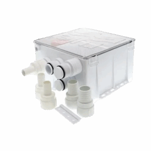 Sistema de desagüe para duchas con bomba de achique de 800 galones por hora a 12 Volts de corriente directa e interruptor de flotación