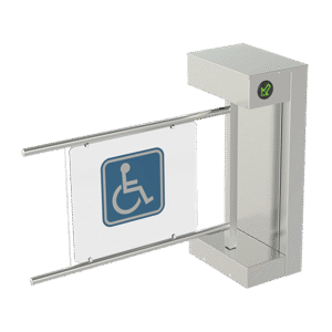 Torniquete De Cortesía Motorizado / Acabado En Acero Inoxidable Con Hoja de Acrílico / Bidireccional / Compatible con Cualquier Control De Acceso de Contacto Seco